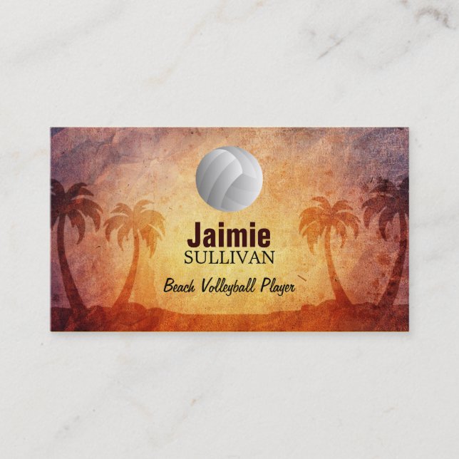 Cartes de visite de volleyball de plage (Devant)