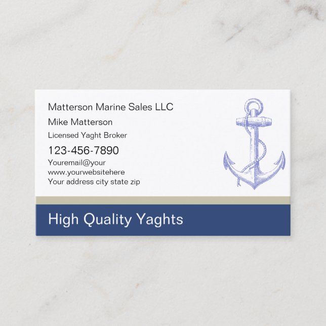 Cartes de visite de Yaght Broker (Devant)