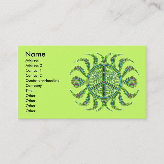 CARTES DE VISITE DÉCORATIFS DE SIGNE DE PAIX (Devant)