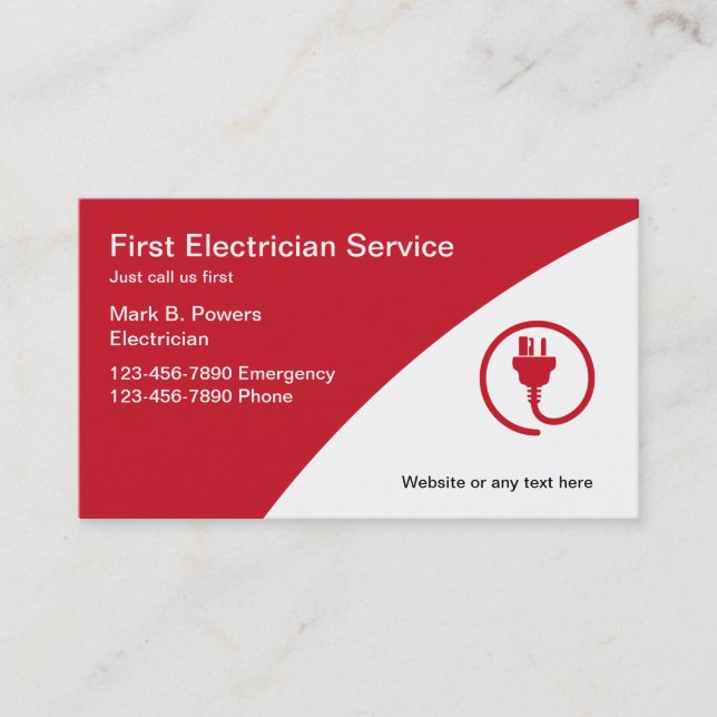 Cartes de visite d'électricien (Devant)