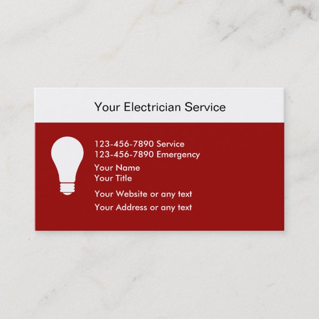 Cartes de visite d'électricien (Devant)