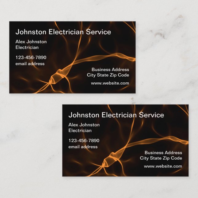 Cartes de visite d'électricien double côté (Devant / Derrière)