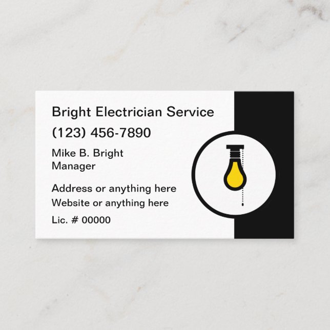 Cartes de visite d'électriciens professionnels (Devant)