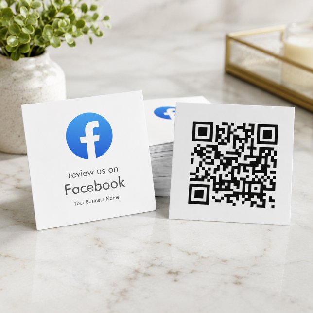 Cartes de visite | Demande d'avis Facebook QR Code (Facebook QR code business cards for review requests, packages, receipts, and checkout folders)