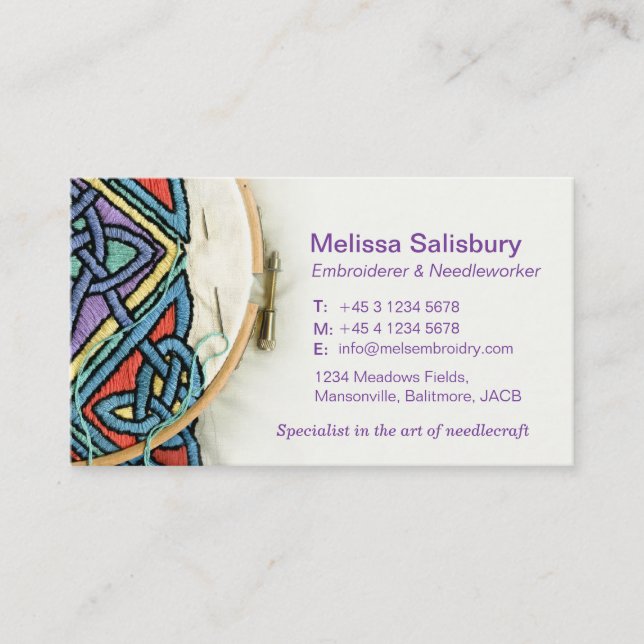 Cartes de visite d'Embroiderer/couture (Devant)