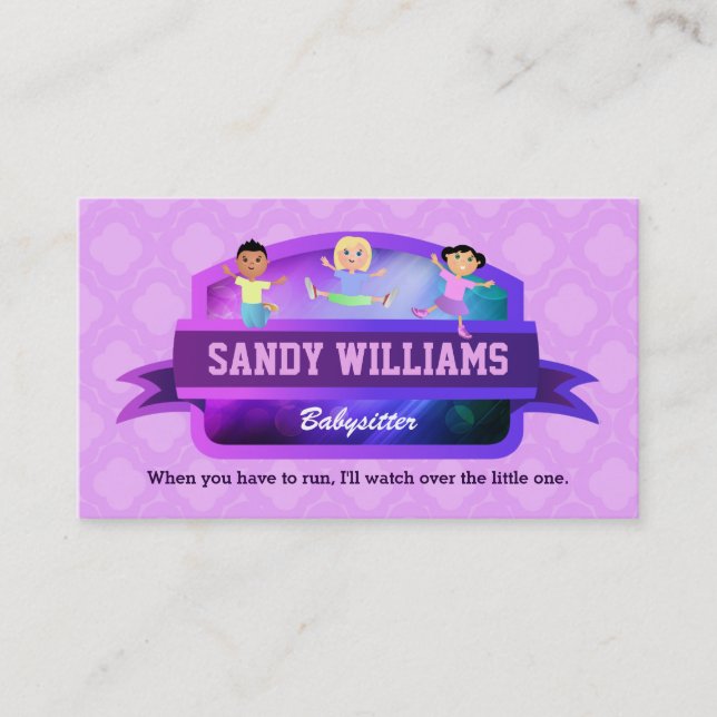 Cartes de visite d'enfants de babysitter (Devant)