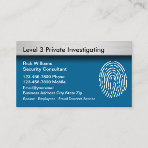 Cartes de visite d'enquêteurs de sécurité privée