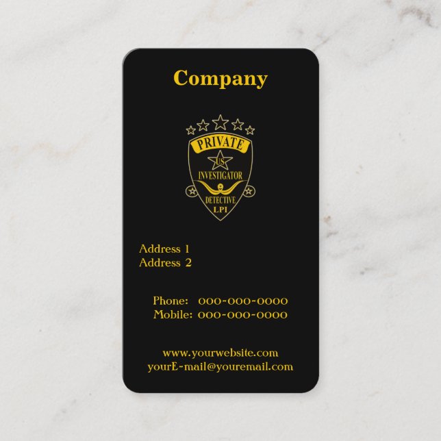 Cartes de visite d'enquêteurs privés (Devant)