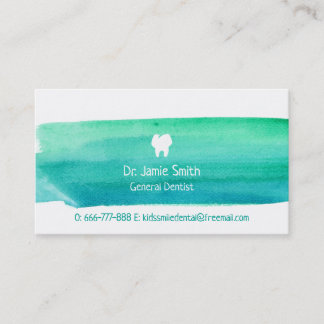 Cartes de visite dentaires à l'aquarelle bleu-vert