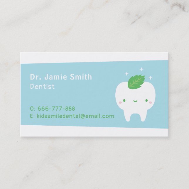 Cartes de visite dentiste feuille de menthe dent m (Devant)