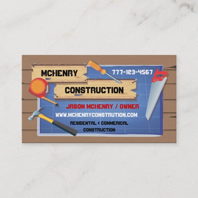 Cartes de visite d'entreprise de construction (Devant)