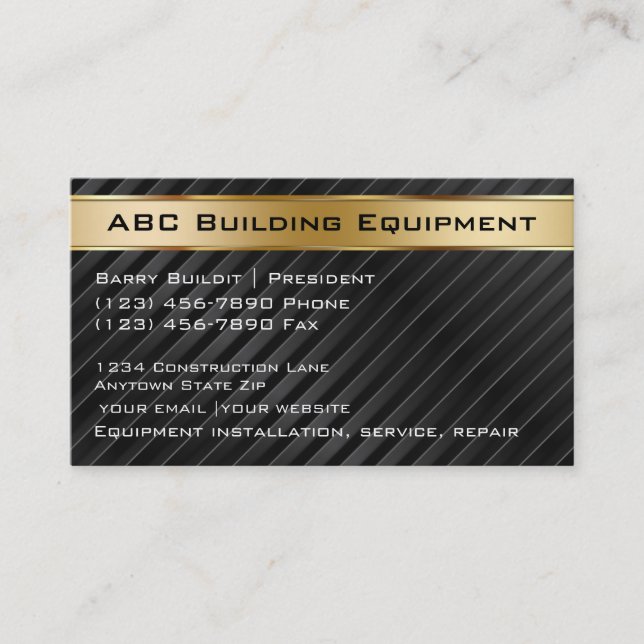 Cartes de visite d'équipement de bâtiment (Devant)
