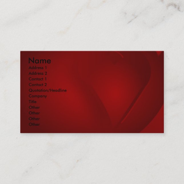 Cartes de visite des Coeurs rouges du sang (Devant)
