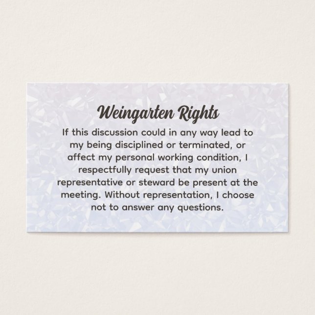 Cartes de visite des droits Weingarten (Devant)