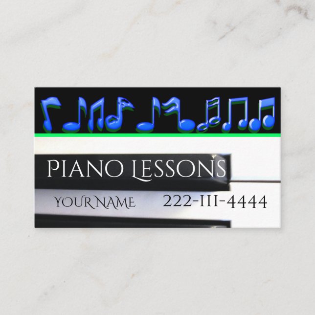 Cartes de visite des leçons de piano (Devant)