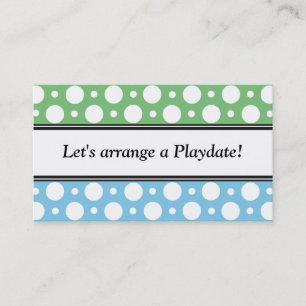 Cartes de visite des Pois Bleus Vert de Playdate