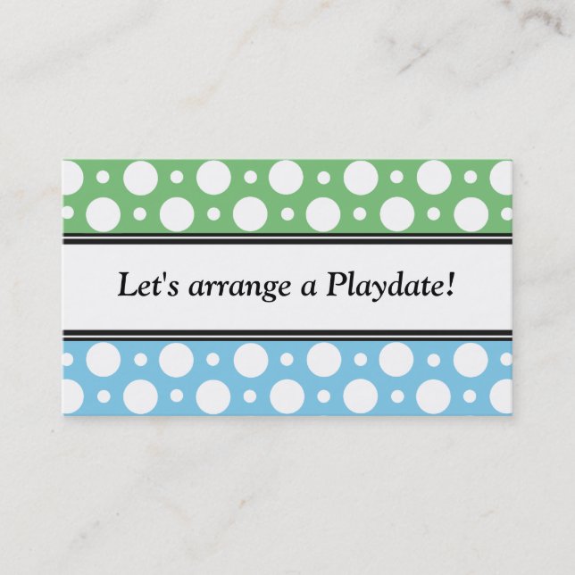 Cartes de visite des Pois Bleus Vert de Playdate (Devant)