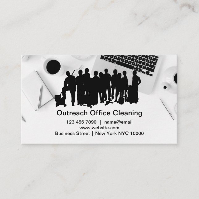 Cartes de visite des services de nettoyage de bure (Devant)