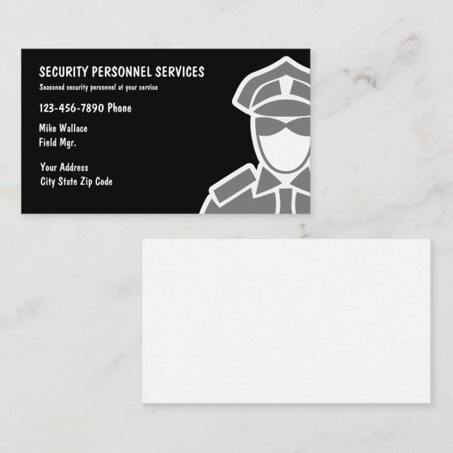 Cartes de visite des services de sécurité (Devant / Derrière)