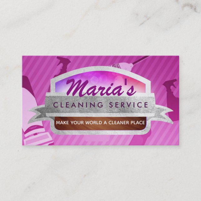 Cartes de visite des slogans de service de nettoya (Devant)