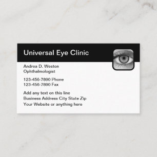 Cartes de visite des soins de la vue chez le médec