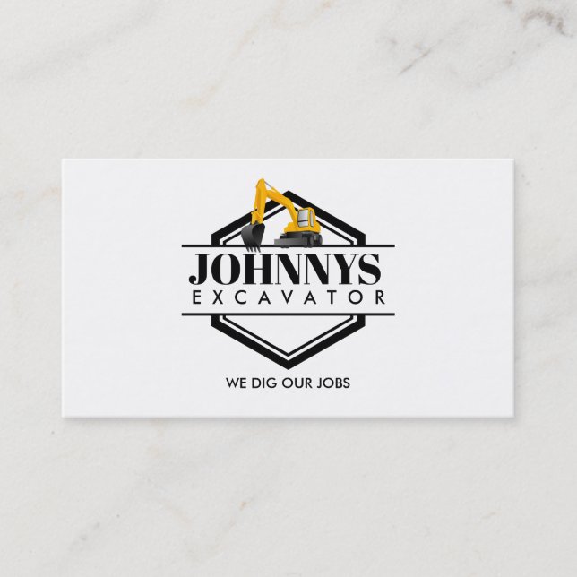 Cartes de visite d'excavateur personnalisables (Devant)