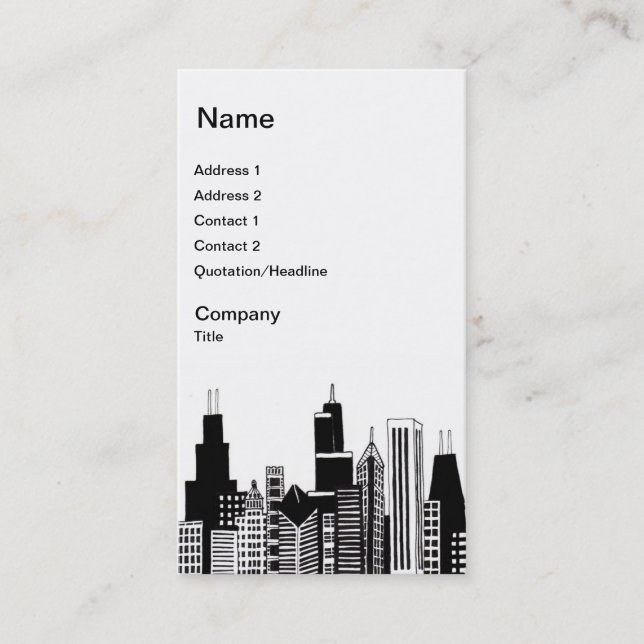 Cartes de visite d'horizon de Chicago (Devant)