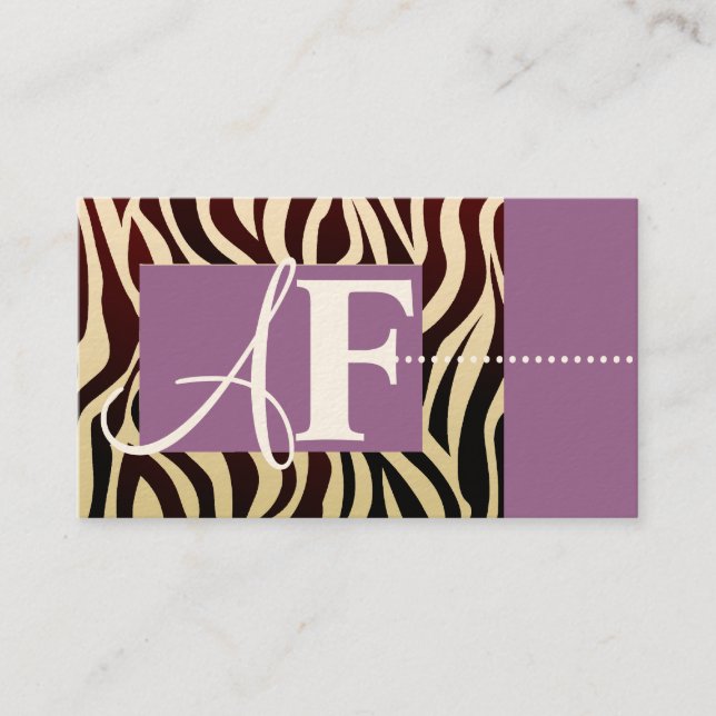 Cartes de visite d'impression de zèbre (Devant)