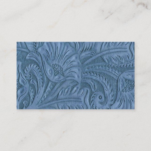 Cartes de visite d'impression en cuir bleu (Devant)