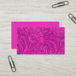 Cartes de visite d'impression en cuir rose foncé