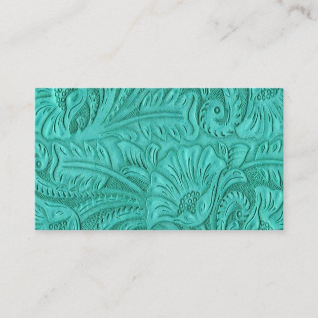 Cartes de visite d'impression en cuir turquoise (Devant)