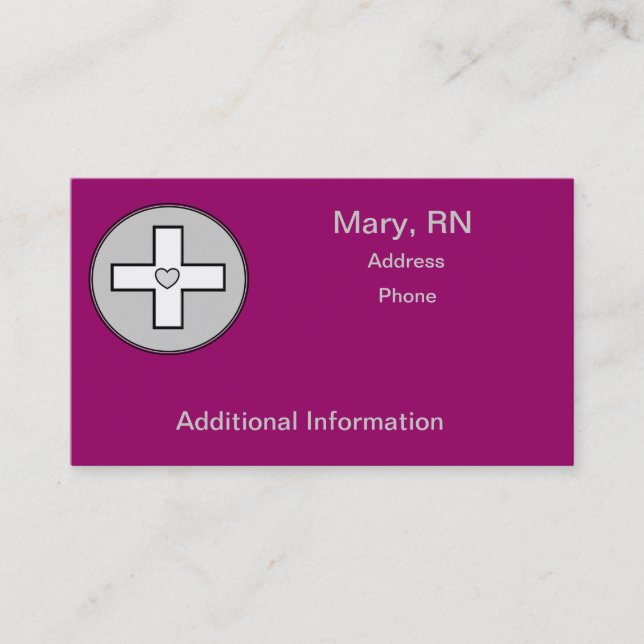 Cartes de visite d'infirmière d'hospice (Devant)