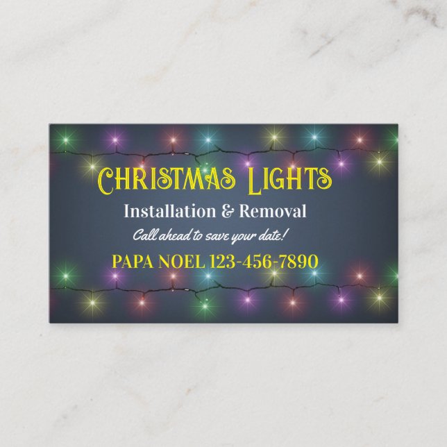 Cartes de visite d'installation des feux de Noël (Devant)