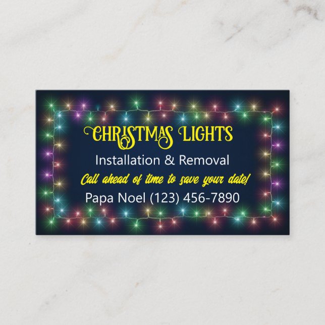 Cartes de visite d'installation des feux de Noël (Devant)
