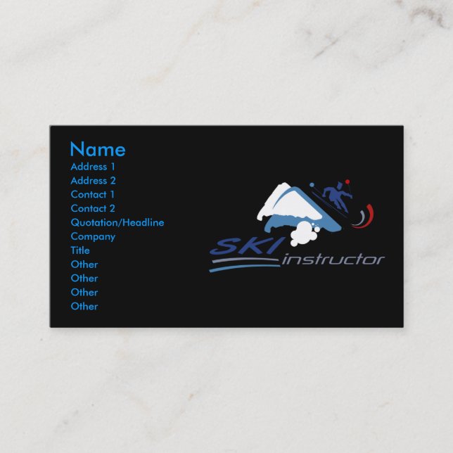 Cartes de visite d'instructeur de ski (Devant)