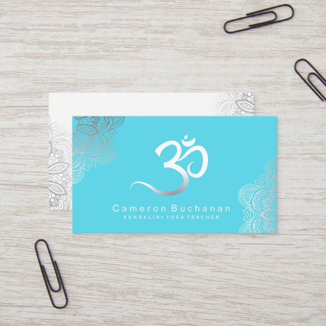 Cartes de visite d'instructeur de yoga (Devant/Arrière en situation)