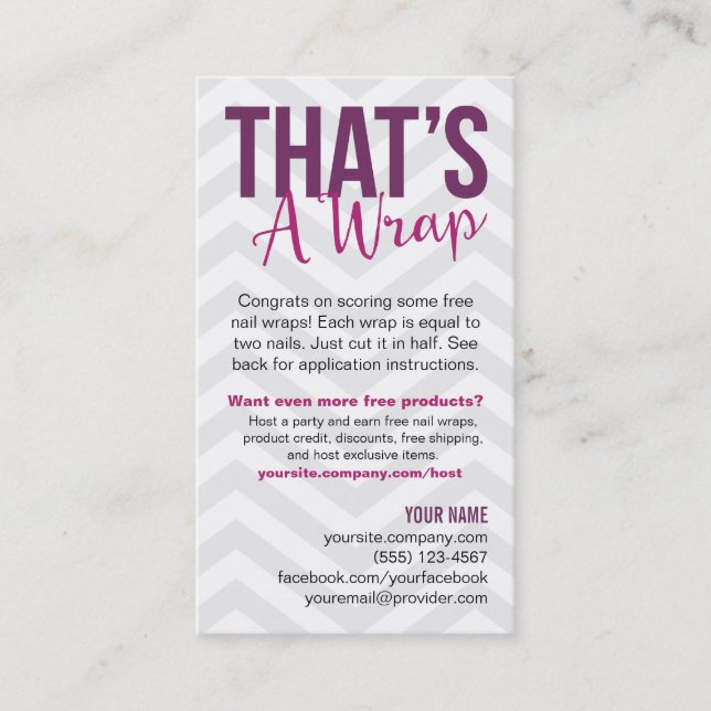 Cartes de visite d'instructions d'application (Devant)