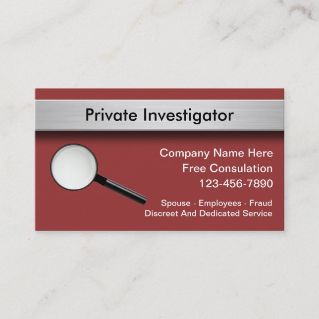 Cartes de visite d'investigateur privé (Devant)