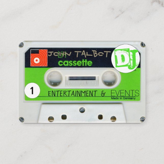 Cartes de visite DJ Cassette Rétro W (Devant)