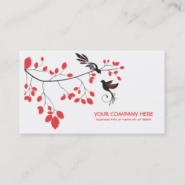 cartes de visite d'oiseaux de fleurs de cerisier (Devant)