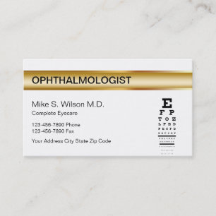 Cartes de visite d'ophtalmologue