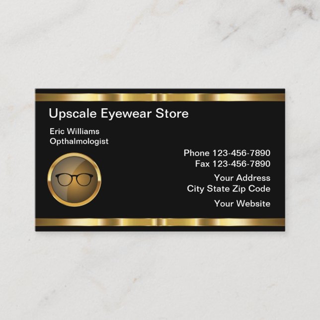 Cartes de visite d'optométrie pour lunettes classi (Devant)