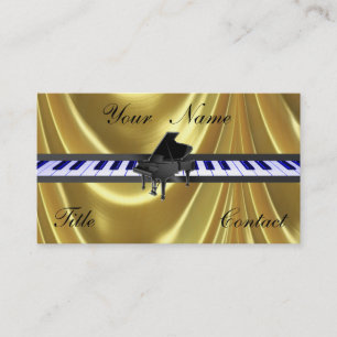 Cartes de visite d'or d'or de piano à queue