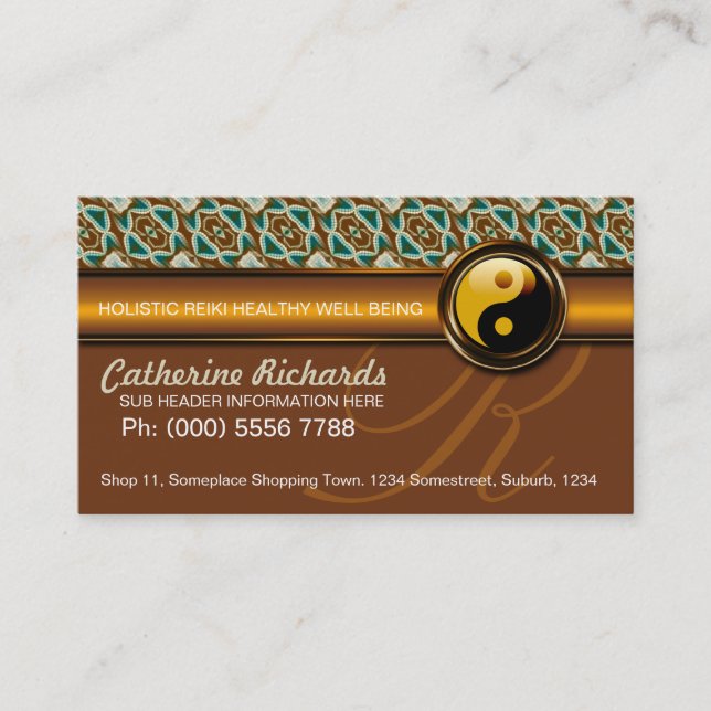 Cartes de visite d'or Reiki Yin Yang (Devant)