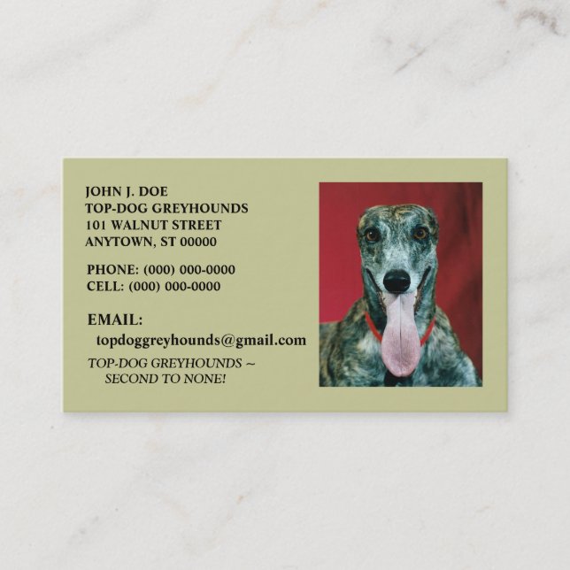 CARTES DE VISITE DOUX D'ANIMAL FAMILIER DE CHIEN (Devant)