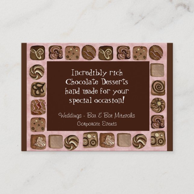 Cartes de visite doux de magasin de chocolat fait (Devant)
