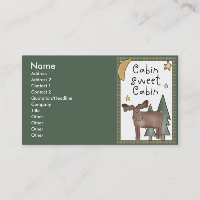 Cartes de visite doux de Northwoods de cabine de (Devant)