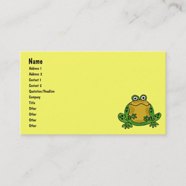 Cartes de visite drôles de grenouille de BB (Devant)