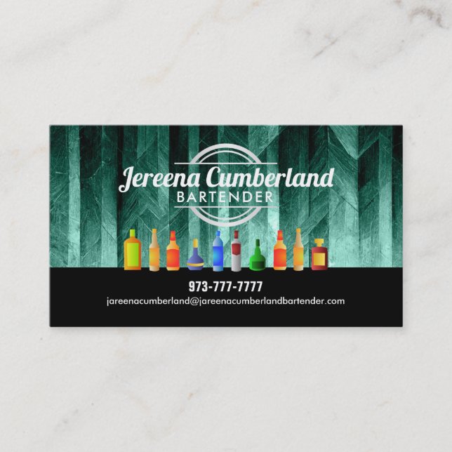 Cartes de visite du barman turquoise (Devant)