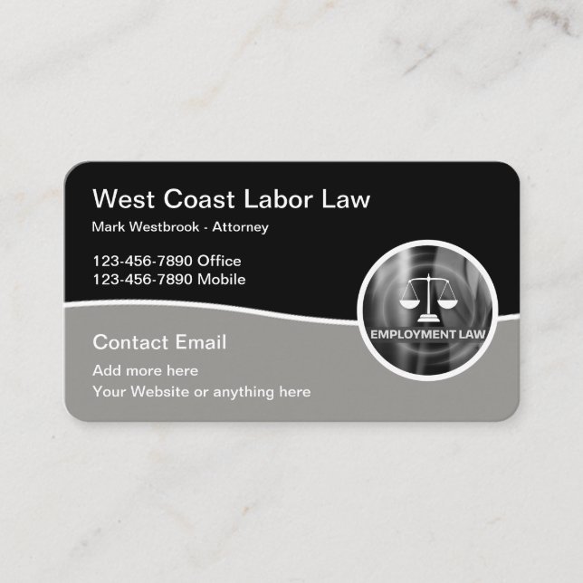 Cartes de visite du Bureau du droit du travail (Devant)